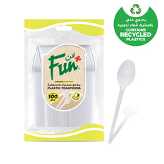 Fun Plastic White Teaspoons 5in [100pcs x 1pkt] - CRP
