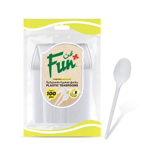 Fun® Plastic White Teaspoons 5in [100pcs x 1pkt]