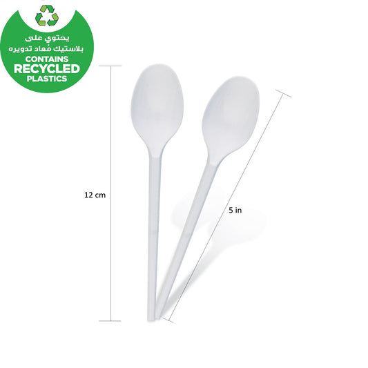 Fun Plastic White Teaspoons 5in [100pcs x 1pkt] - CRP