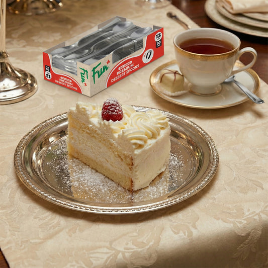 Fun Premium Plastic Silver Teaspoons 13cm [50pcs x 1pkt]