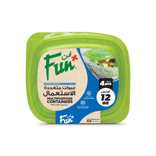 Fun® Multipurpose Clear Containers with Green Lids