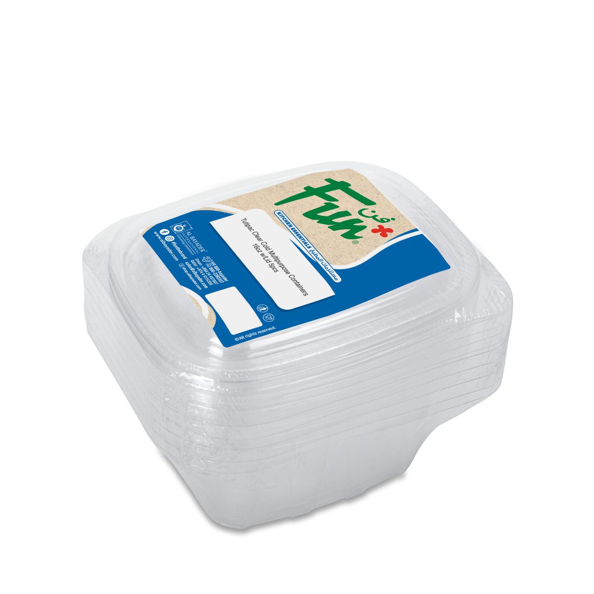 Fun Cold Multipurpose Clear Containers 16oz with Lids [5pcs x 1pkt]