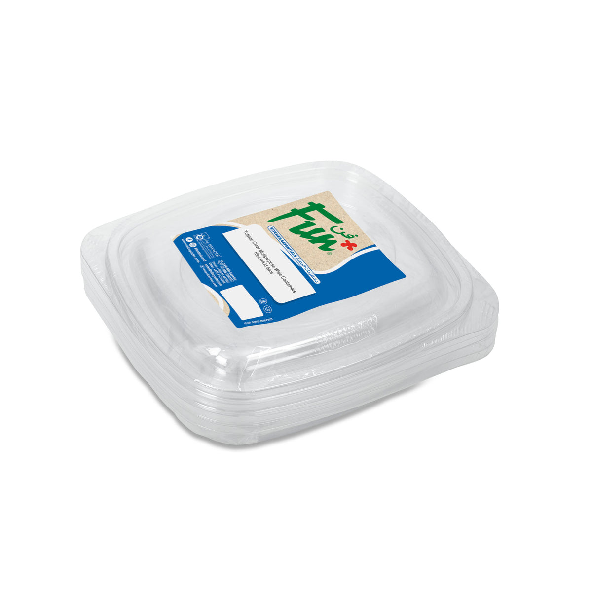 Fun Multipurpose Wide Clear Containers 16oz with Lids [5pcs x 1pkt]