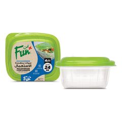 Fun Plastic Microwavable Square Clear Containers with Green Lids