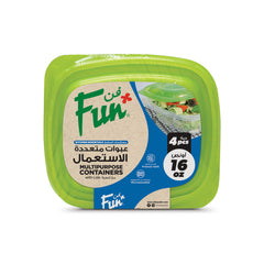 Fun Plastic Microwavable Square Clear Containers with Green Lids