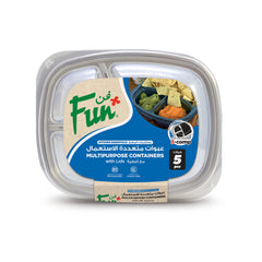Fun Plastic Microwavable 3-Compartments Rectangular Black Containers with Clear Lids [5pcs x 1pkt]
