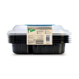 Fun® 3-Comp Black Hot Multipurpose Container with Clear Lid [5pcs x 1pkt]