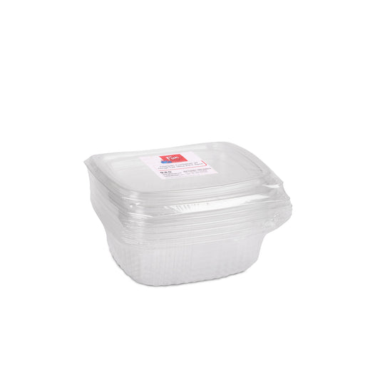 Fun® Plastic Containers With Hinge Lids 16oz PET [5pcs x 1pkt]