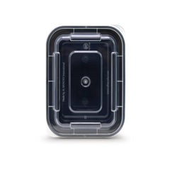 Fun Plastic Microwavable Rectangular Black Containers with Clear Lids 38oz [10pcs x 1pkt]