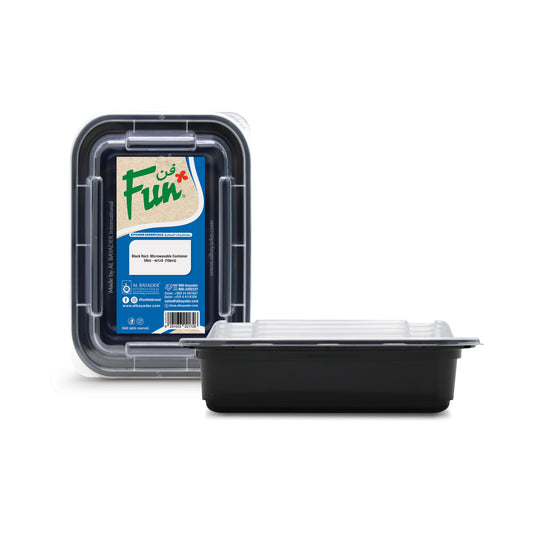 Fun® Plastic Microwavable Rectangular Black Containers with Clear Lids 58oz [10pcs x 1pkt]
