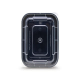 Fun® Microwavable Black Rectangular Container with Clear Lid 58oz [10pcs x 1pkt]