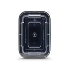 Fun Plastic Microwavable Rectangular Black Containers with Clear Lids 58oz [10pcs x 1pkt]