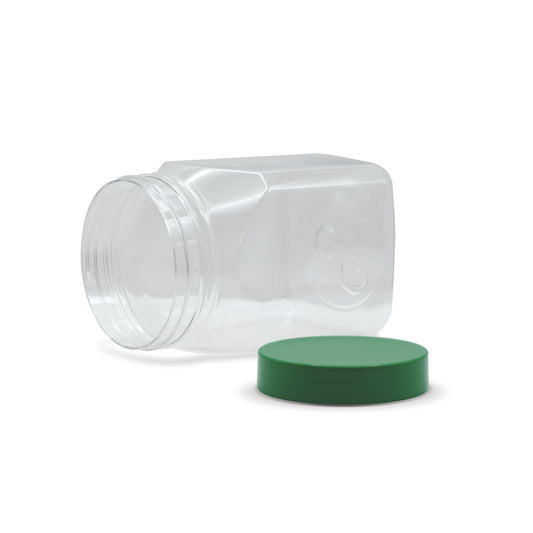 Fun® Multipurpose Square Jar 1000ml with Green Lids [1pc]