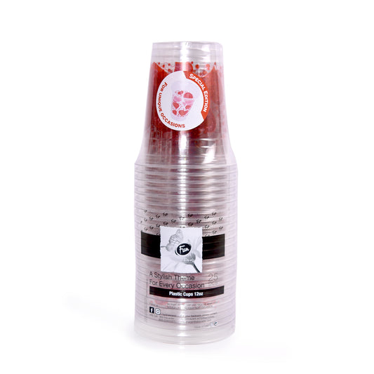 Fun® Clear Plastic Cup 12oz - Unique Occasions Design [25pcs x 1pkt]