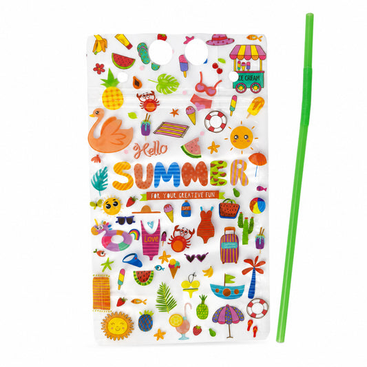 Fun Stand-Up Drink Pouch with Straw 13x23+4cm [10pcs x 1bag]