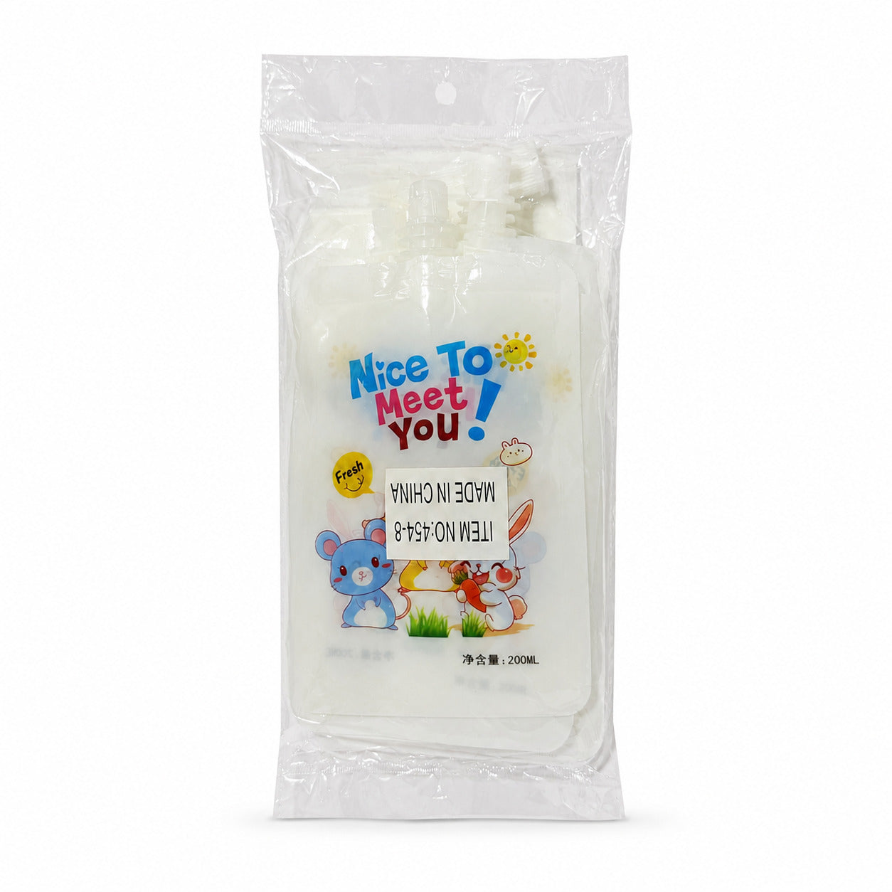 Fun Stand-Up Drink Pouch with Cap 200mL [10pcs x 1bag]