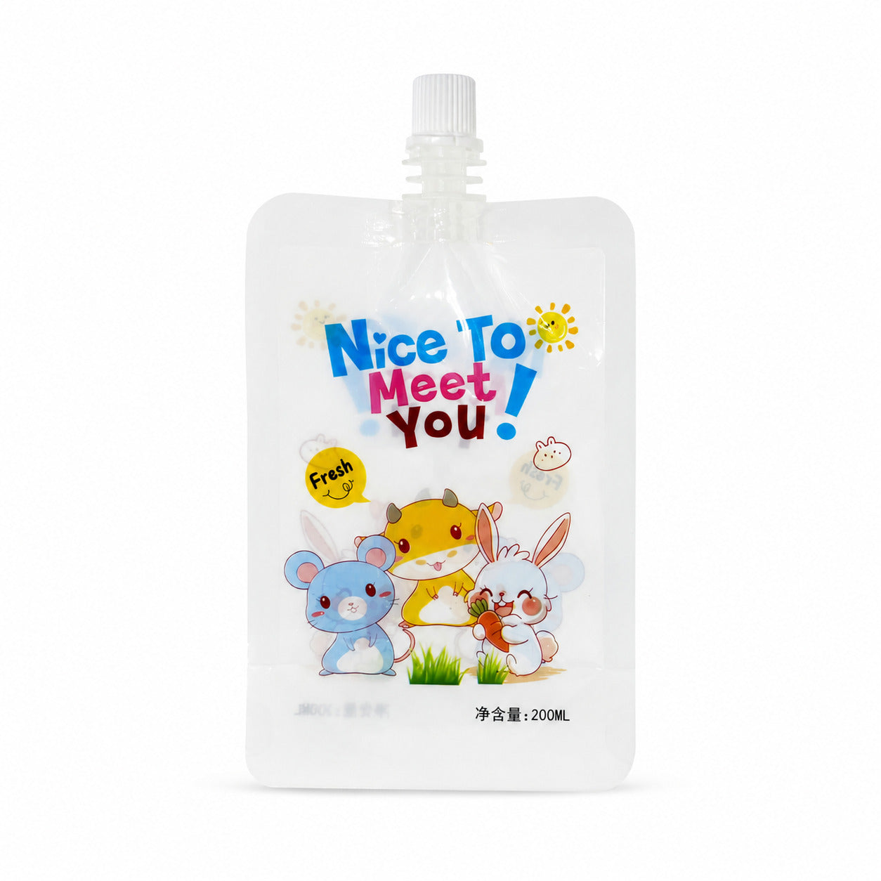 Fun Stand-Up Drink Pouch with Cap 200mL [10pcs x 1bag]
