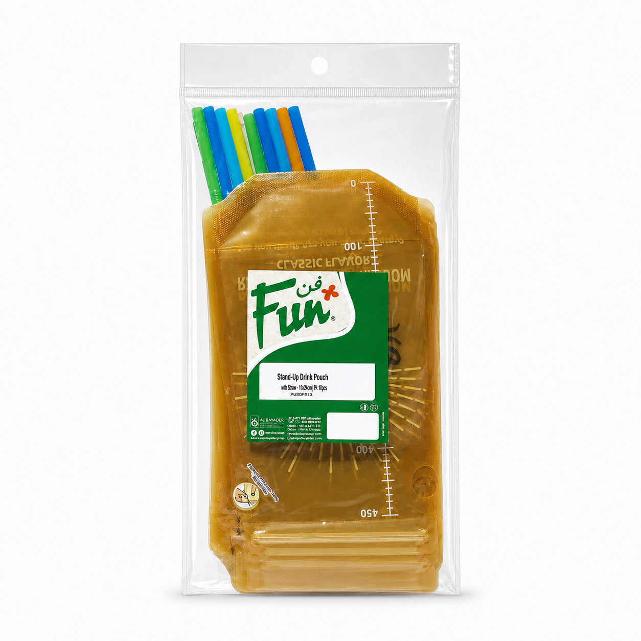 Fun Stand-Up Drink Pouch with Straw 12x20+4cm [10pcs x 1bag]