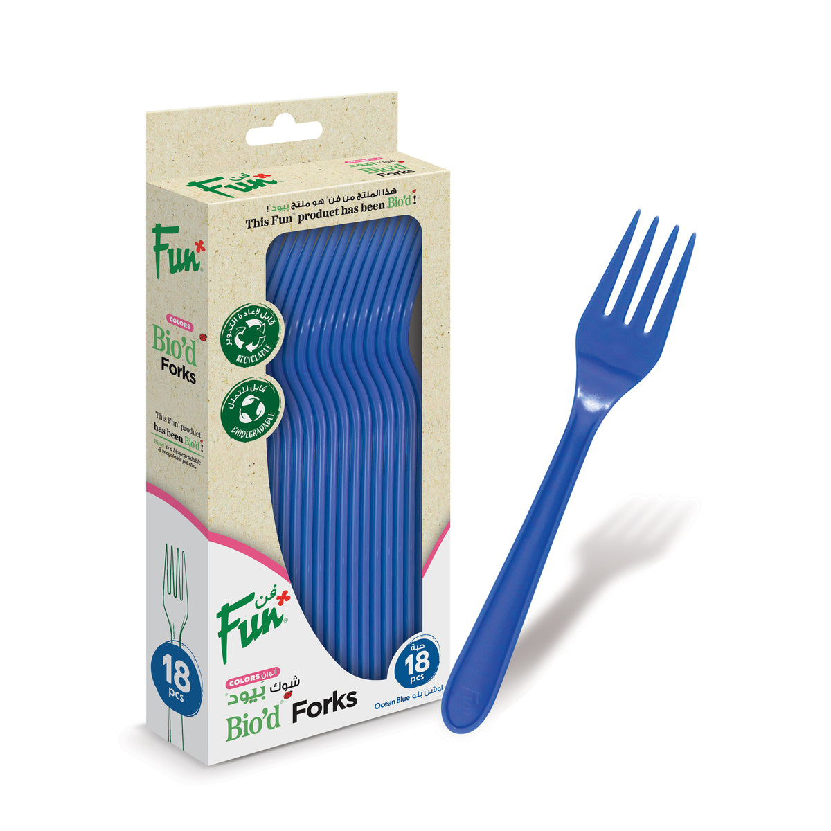 Fun Bio'd Ocean Blue Forks [18pcs x 1pkt]