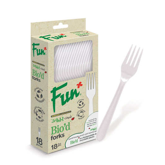 Fun® Bio'd White Forks 6.8in [18pcs x 1pkt]