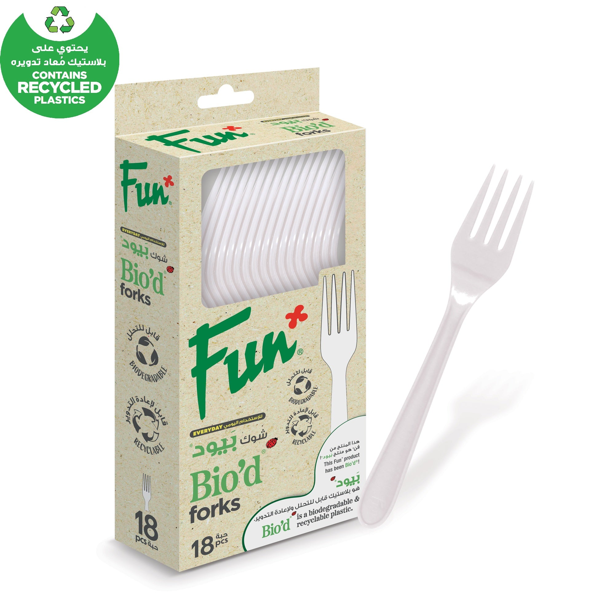 Fun Biod White Forks 6.8in [18pcs x 1pkt] - CRP
