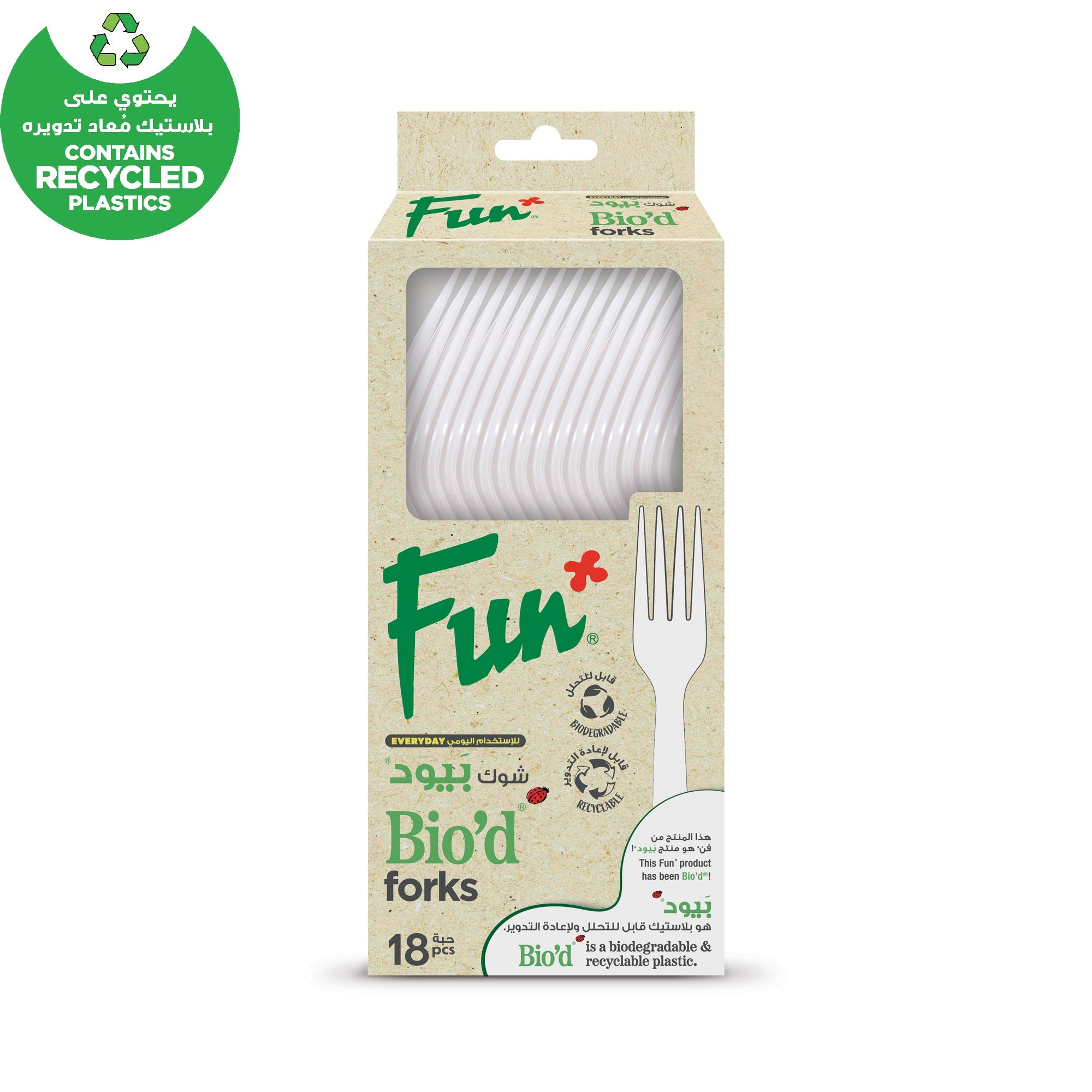 Fun Biod White Forks 6.8in [18pcs x 1pkt] - CRP