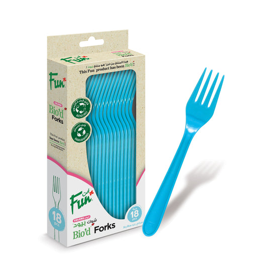 Fun® Bio'd Sky Blue Forks 6.8in [18pcs x 1pkt]