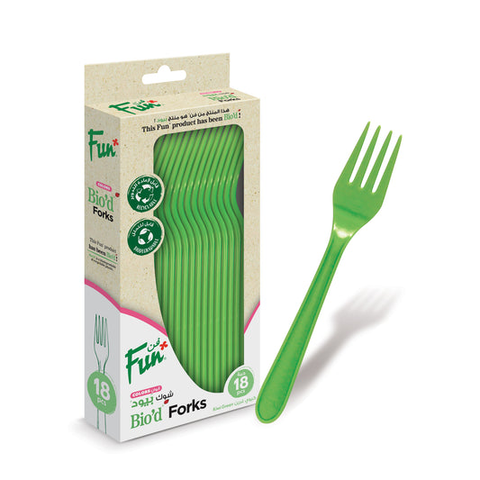 Fun® Bio'd Kiwi Green Forks 6.8in [18pcs x 1pkt]