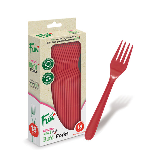 Fun® Bio'd Ruby Red Forks 6.8in [18pcs x 1pkt]