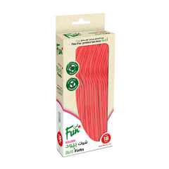 Fun Bio'd Ruby Red Forks 6.8in [18pcs x 1pkt]