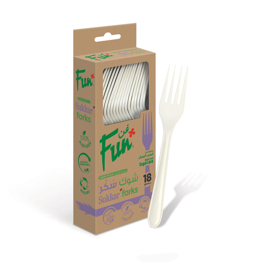 Fun® Sukkar White Forks in cardboard box 6.8in [18pcs x 1pkt]