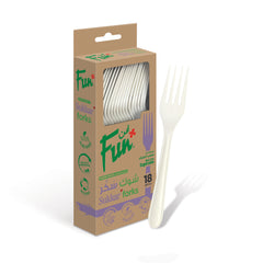 Fun Sukkar White Forks in cardboard box 6.8in [18pcs x 1pkt]