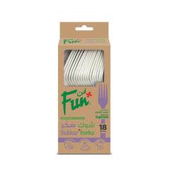 Fun Sukkar White Forks in cardboard box 6.8in [18pcs x 1pkt]