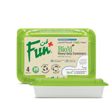 Fun® Bio'd Clear Rectangular Container with Green Lid 28oz [4pcs x 1pkt]