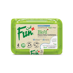 Fun Bio’d Multipurpose Rectangular Clear Containers with Green Lids 28oz [4pcs x 1pkt]