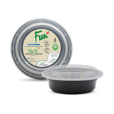 Fun® Bio'd Black Round Container with Clear Lid 16oz [4pcs x 1pkt]