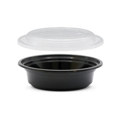 Fun Bio’d Multipurpose Round Black Containers with Clear Lids 16oz [4pcs x 1pkt]