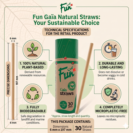 Fun Gaïa Straight Natural Brown Straws 6x197mm [50pcs x 1pkt]