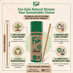 Fun Gaïa Straight Natural Brown Straws 6x197mm [50pcs x 1pkt]