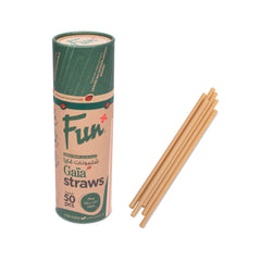 Fun Gaïa Straight Natural Brown Straws 6x197mm [50pcs x 1pkt]