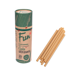 Fun Gaïa Straight Natural Brown Straws 8x197mm [30pcs x 1pkt]