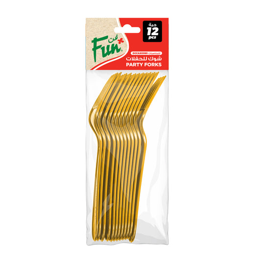 Fun® Heavy-Duty Golden Plastic Forks [12pcs x 1pkt]