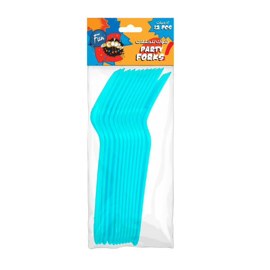 Fun® Heavy-Duty Light Blue Plastic Forks [12pcs x 1pkt]