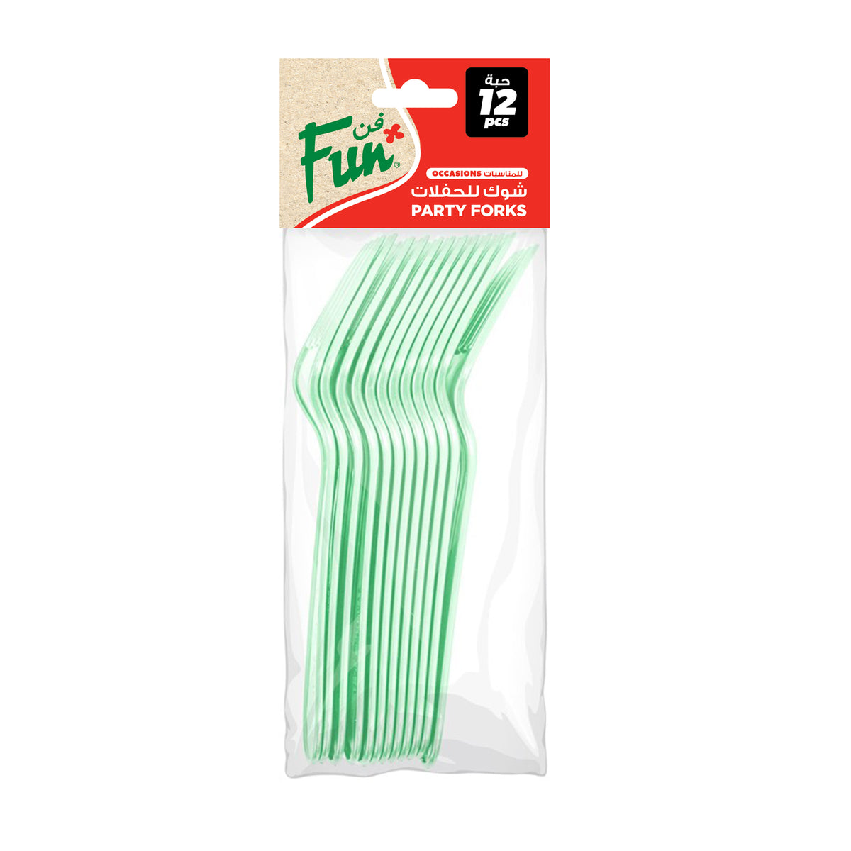Fun Heavy-Duty Plastic Light Green Forks [12pcs x 1pkt]