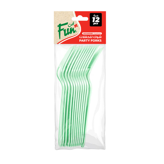 Fun® Heavy-Duty Plastic Light Green Forks [12pcs x 1pkt]