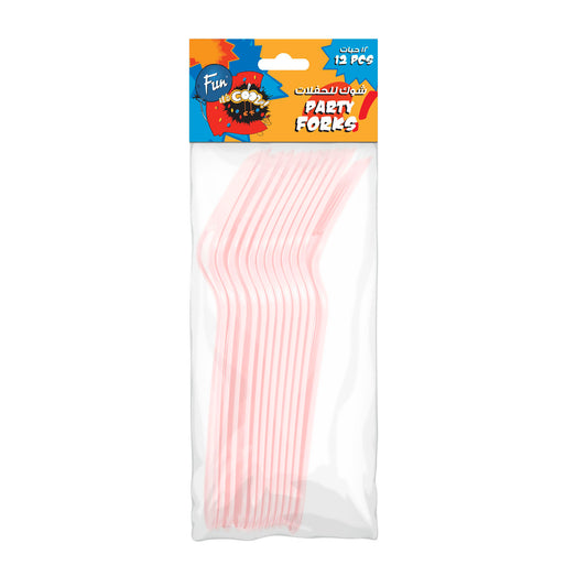 Fun® Heavy-Duty Plastic Light Pink Forks [12pcs x 1pkt]