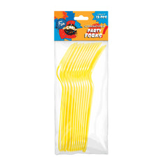 Fun Heavy-Duty Plastic Light Yellow Forks [12pcs x 1pkt]