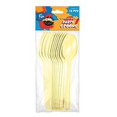 Fun Heavy-Duty Light Yellow Spoons [12pcs x 1pkt]
