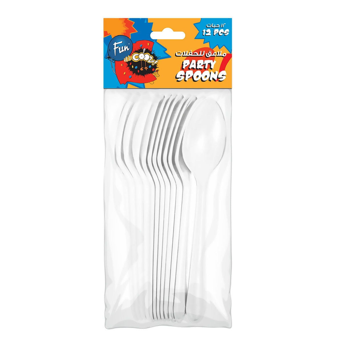 Fun Heavy-Duty White Spoons [12pcs x 1pkt]