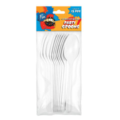 Fun Heavy-Duty White Spoons [12pcs x 1pkt]